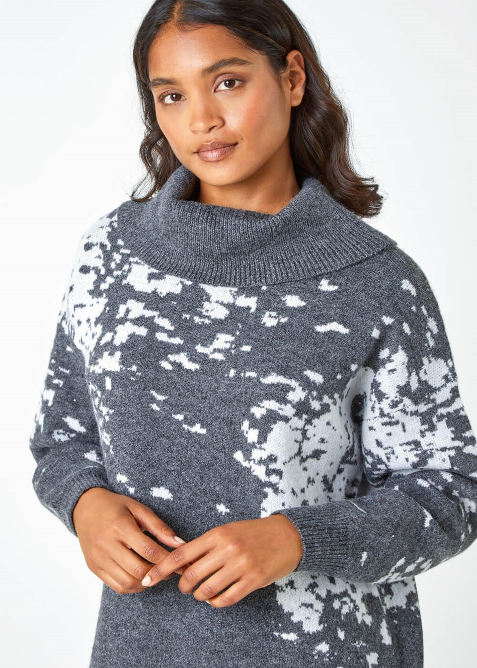 Grey cowl neck jumper outlet