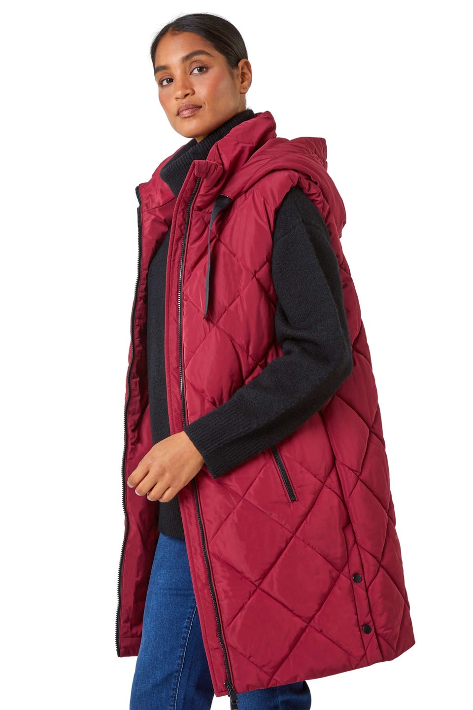 Roman Bordeaux Diamond Quilted Padded Gilet