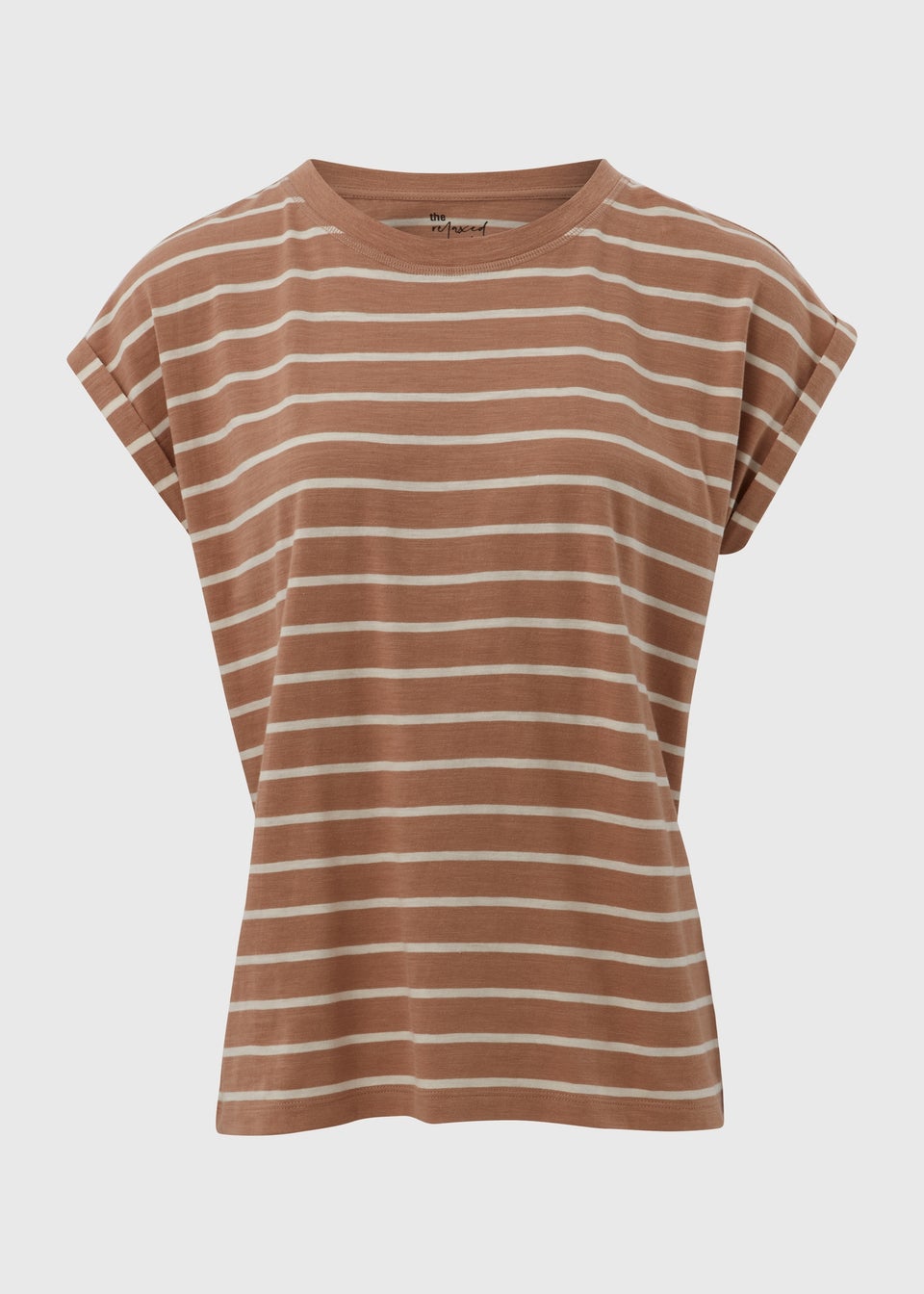 Beige Stripe Relaxed Fit T-Shirt