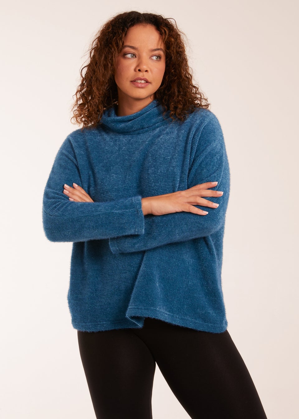 Blue high on sale neck jumper