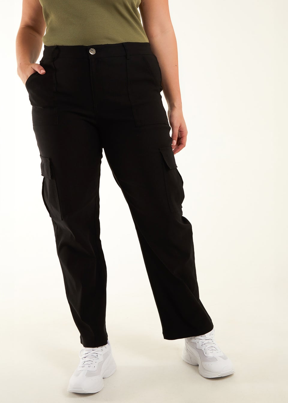 Blue Vanilla Black Curve Straight Leg Pocket Detail Cargo Joggers