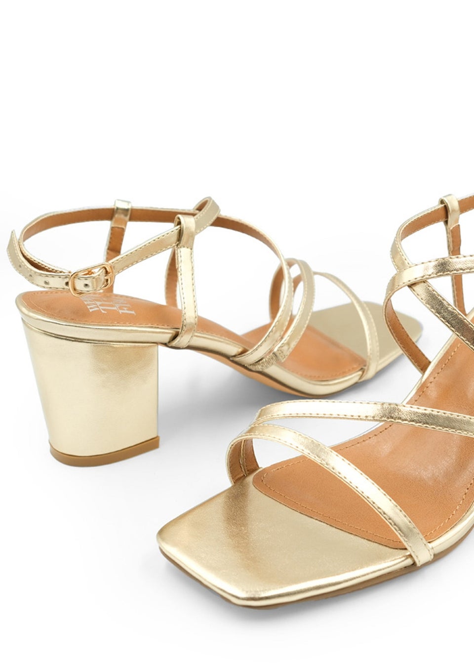 Where's That From Gold Metallic Sidra Block Heel Sandals
