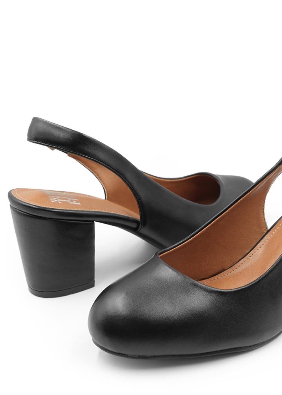 Where's That From Black Pu Edith Block Heel Slingback Shoes