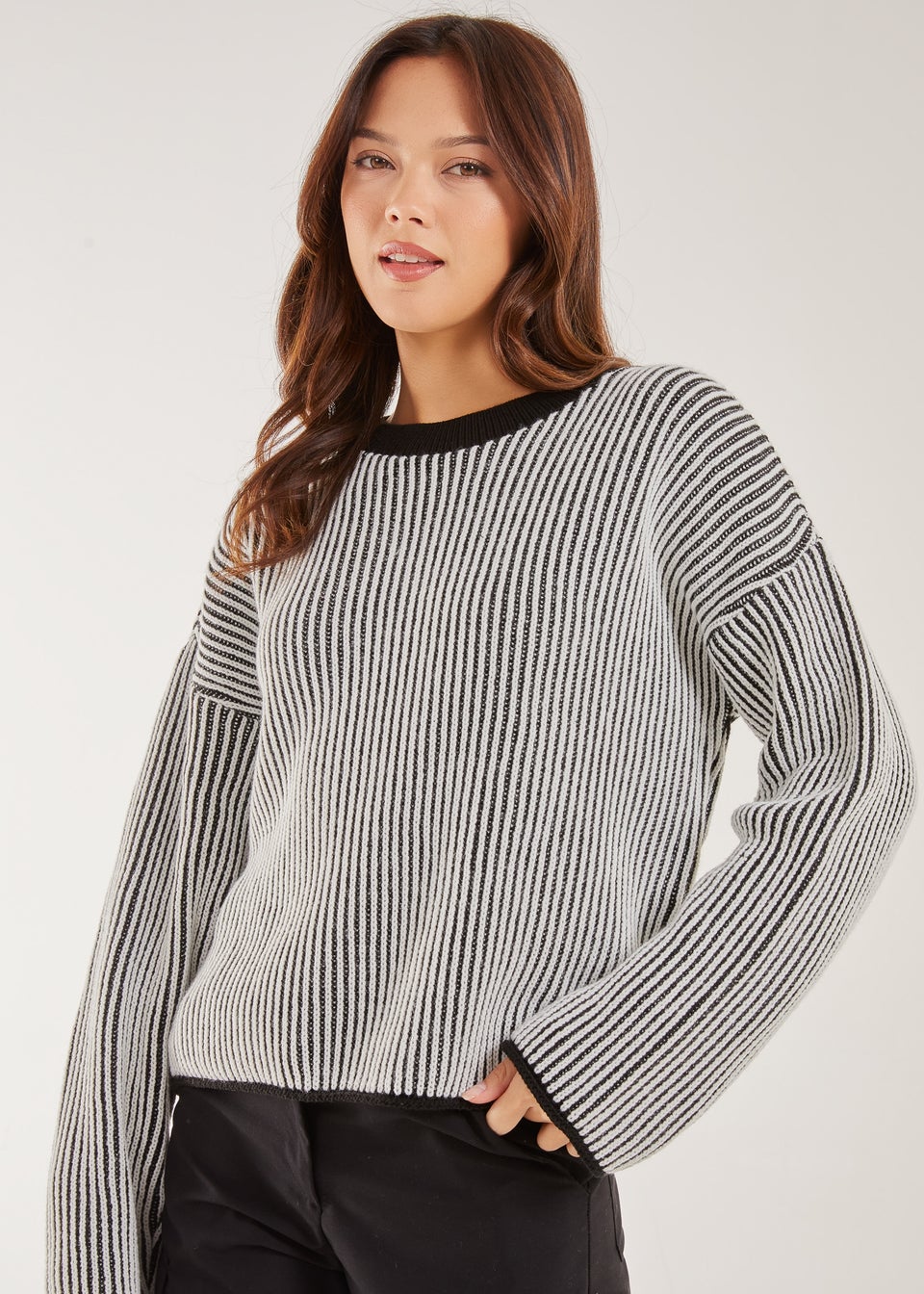 Ribbed long sleeve sweater shop