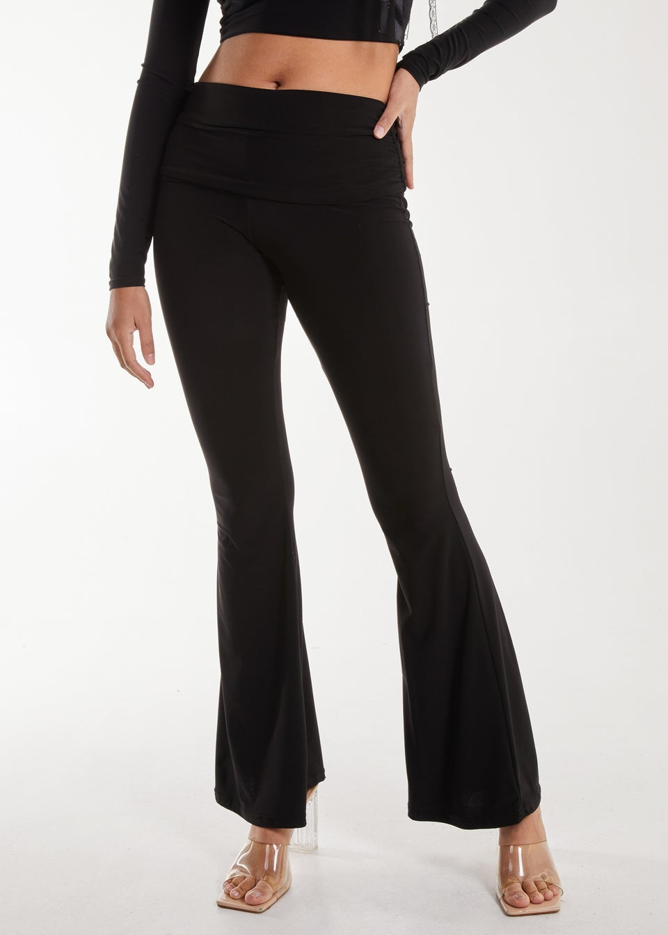Pink Vanilla Black Double Layer Low Rise Flares