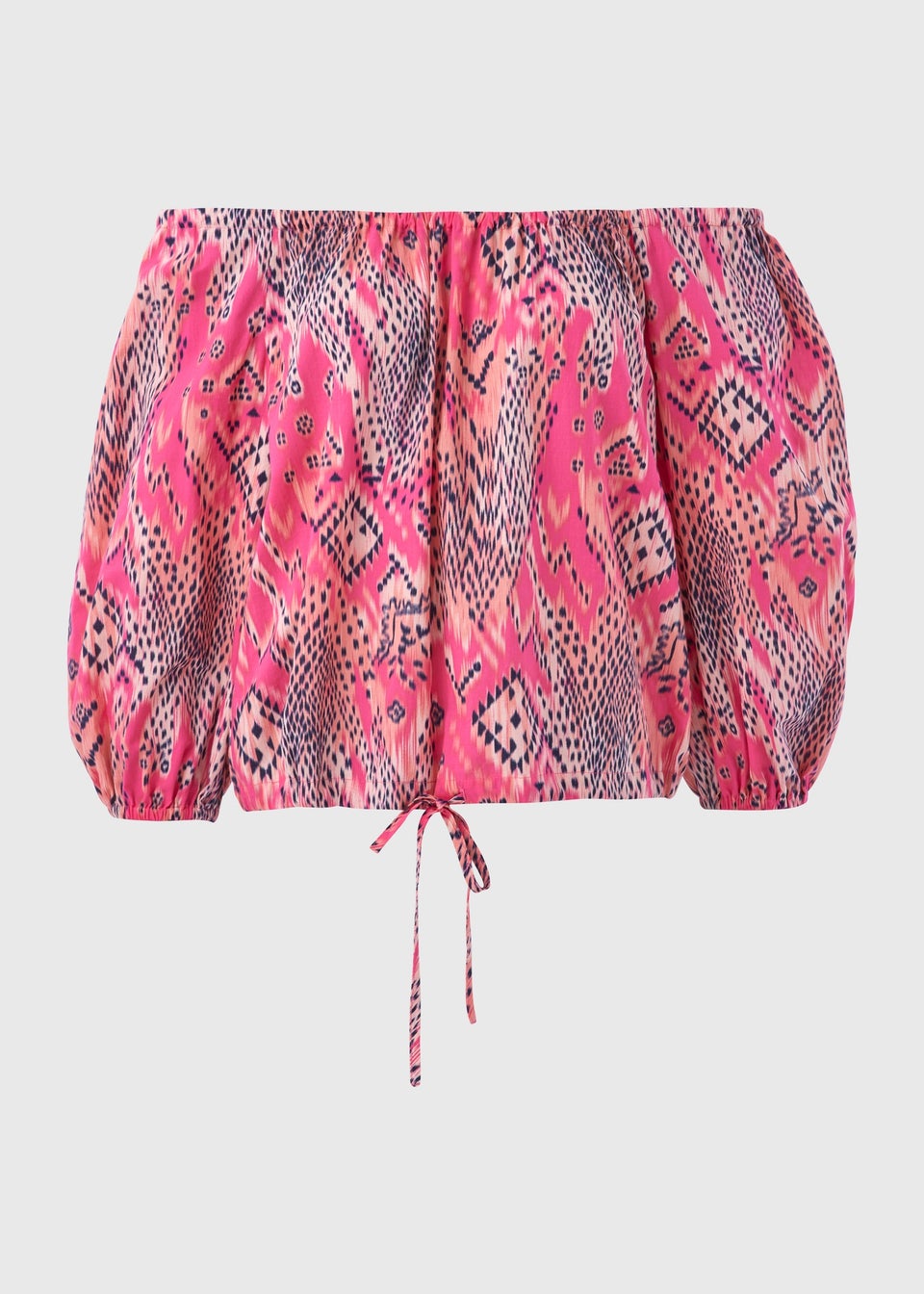 Papaya Petite Pink Aztec Print Bardot Top