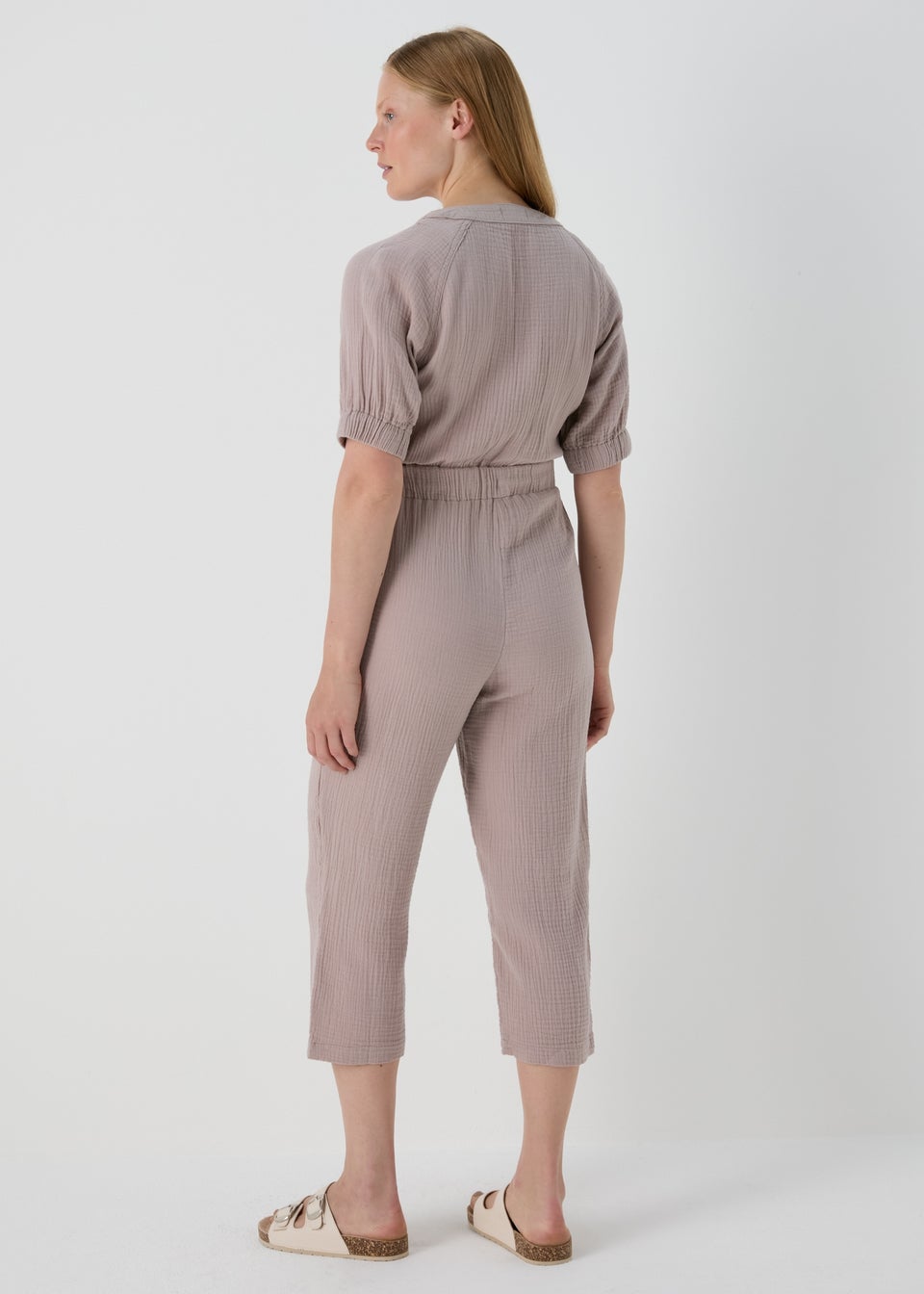 Taupe Double Cloth Jumpsuit