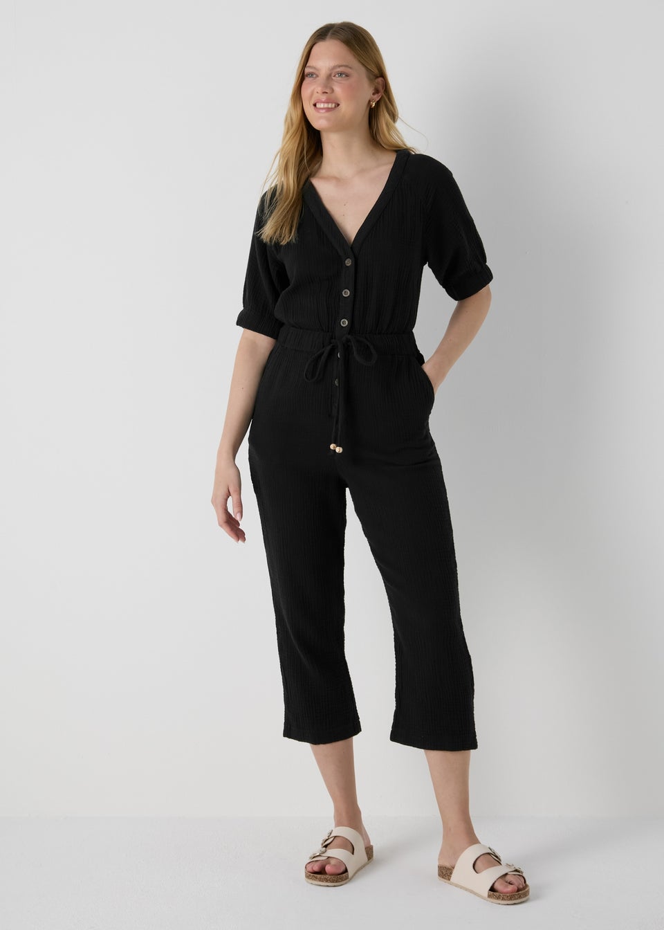 Black Double Cloth Jumpsuit