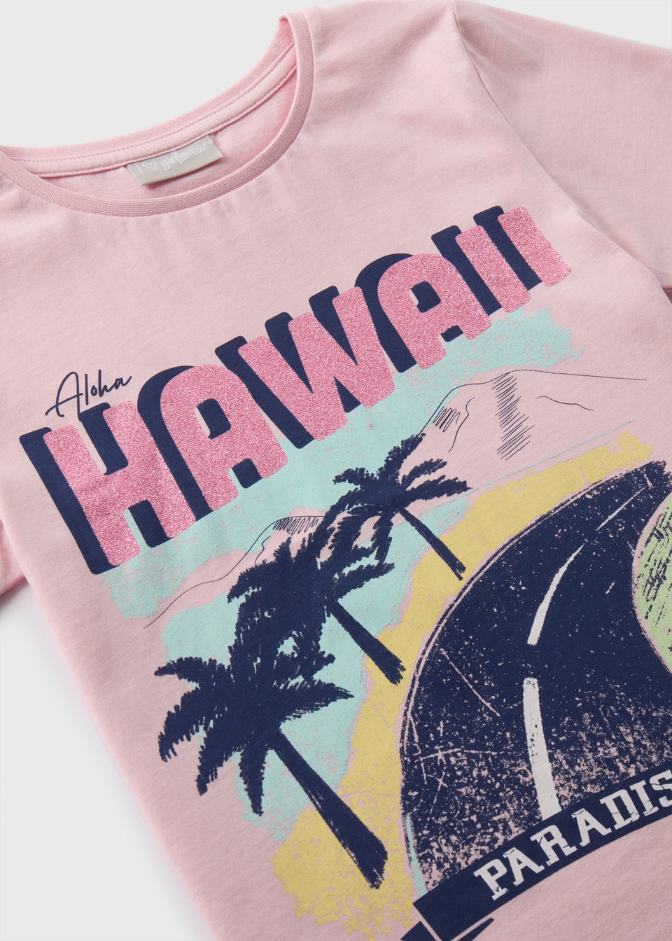 Girls Pink Hawaii T-Shirt (7-13yrs)