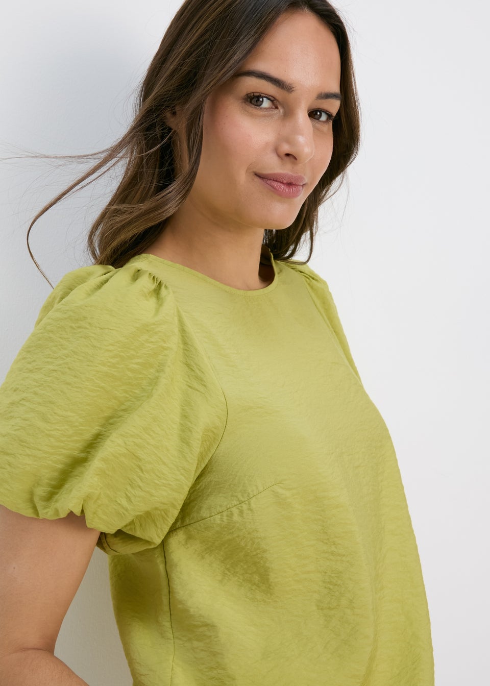 Lime Puff Sleeve Blouse