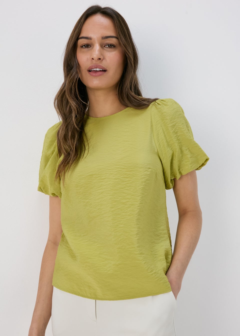 Lime Puff Sleeve Blouse