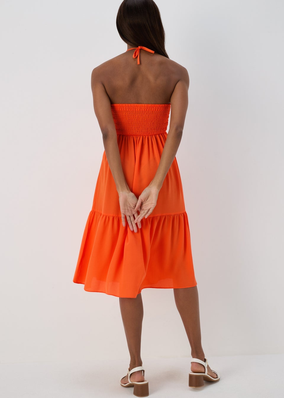 Orange Bubble Bandeau Dress