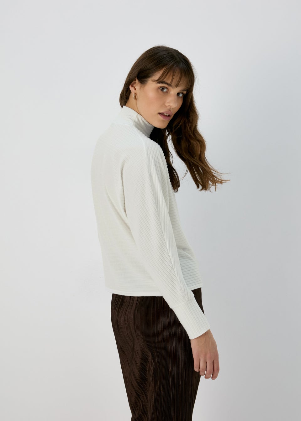 Ivory Rib High Neck Top