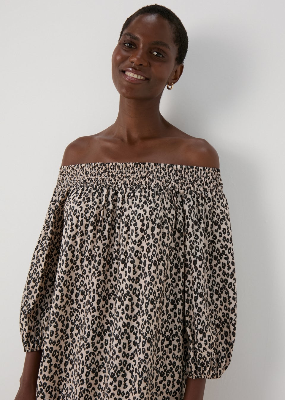 Brown Leopard Print Bardot Dress Matalan