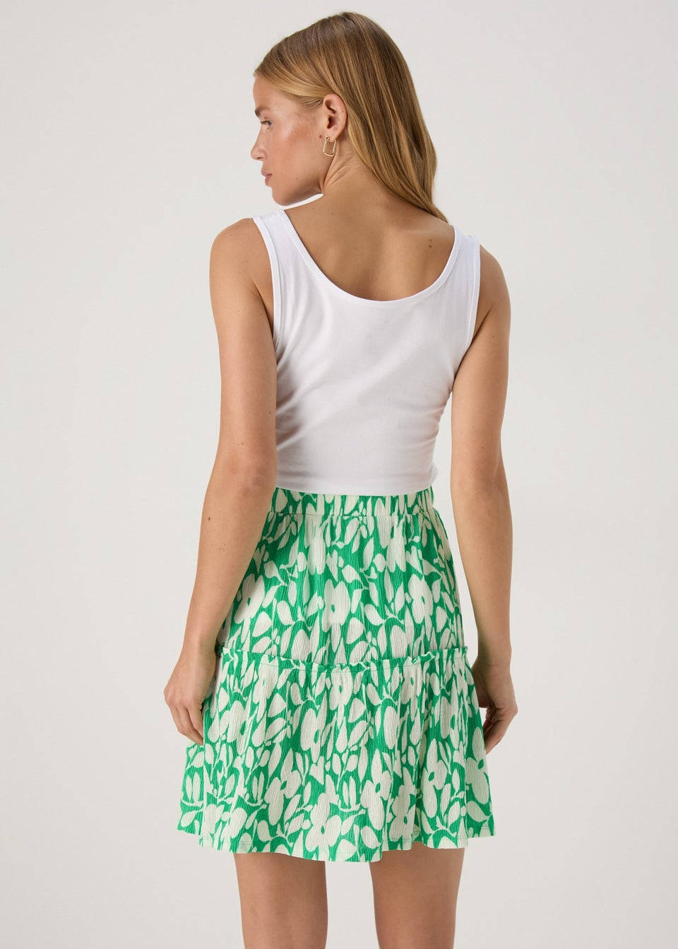 Green Tiered Mini Skirt