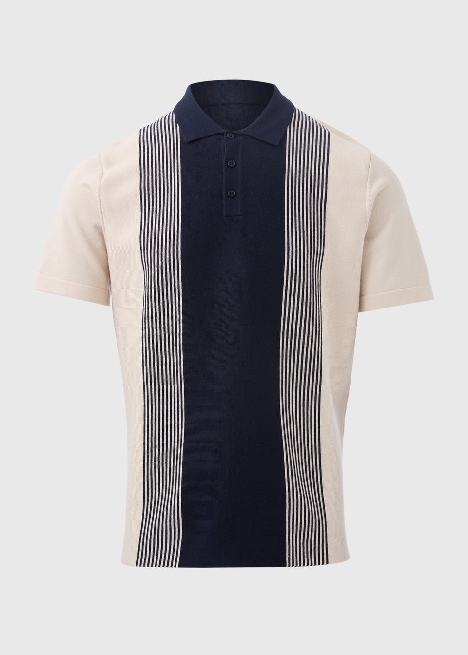 Navy Stripe Buttoned Polo Shirt