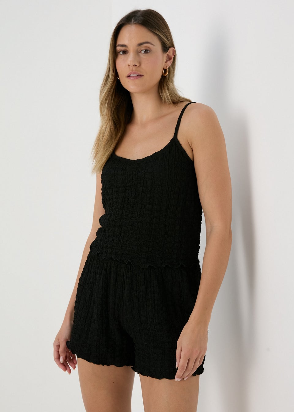 Black Plain Co Ord Shorts