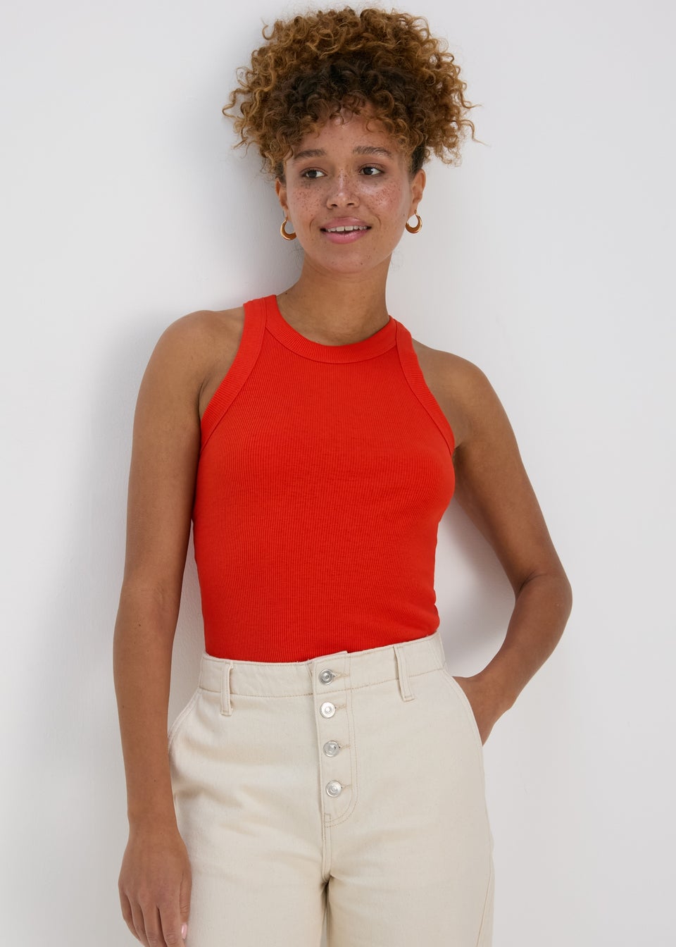 Red High Neck Vest