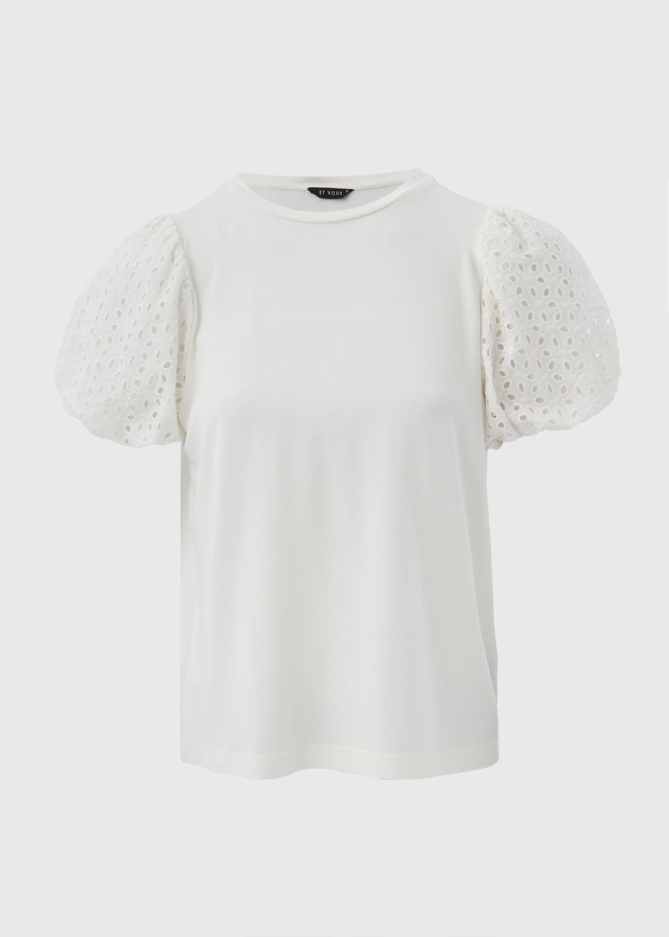 Et Vous White Puff Sleeve T Shirt