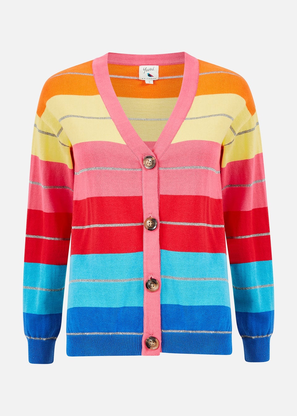 Yumi Rainbow Stripe Knitted Cardigan