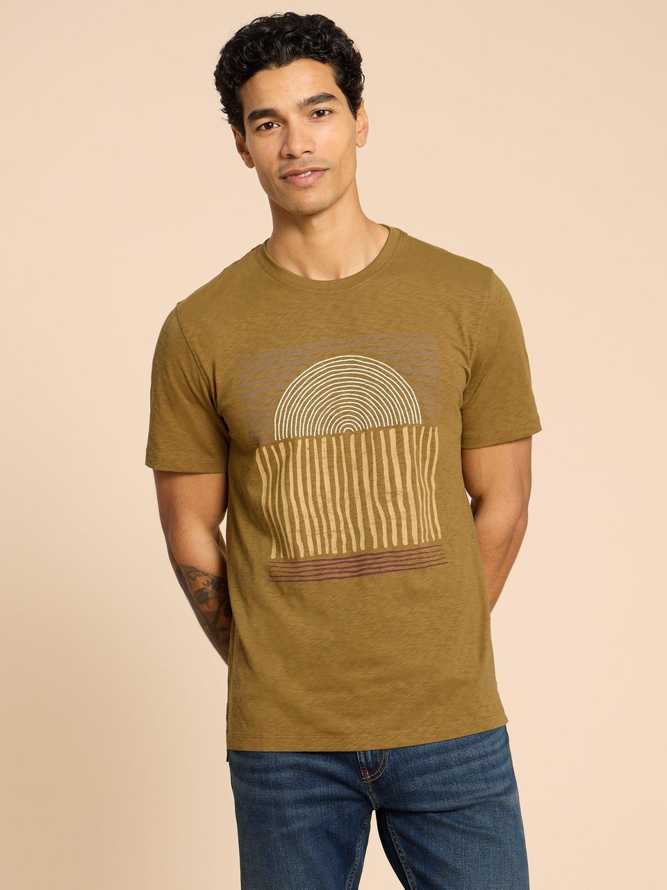 T-Shirt mit abstraktem Sonnenmotiv