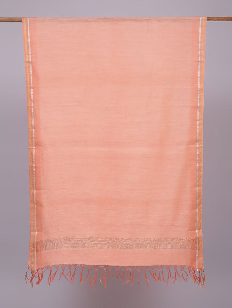 Women Orange Silk Hand Woven Dupatta