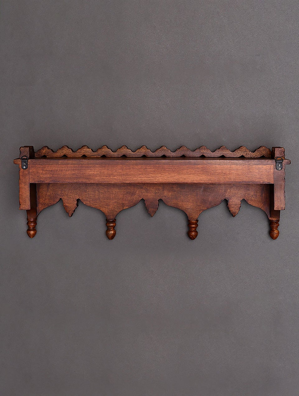 Brown Hand Carved Wooden Wall Bracket