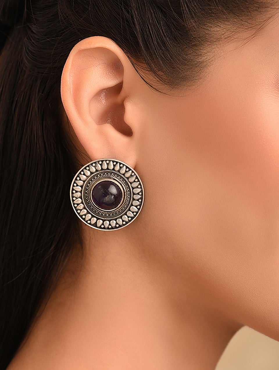 Women Silver Push Back Silver Studs