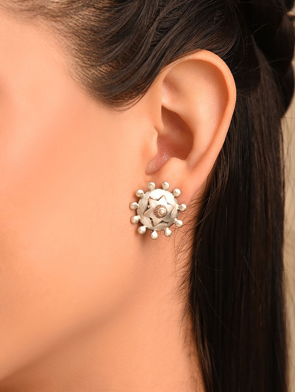Women Tribal Silver Earrings