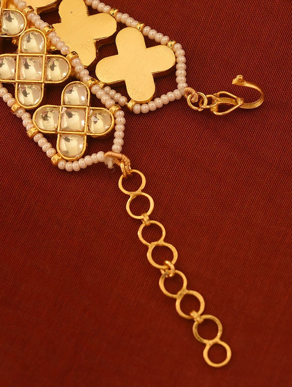 Women Gold Tone Pachi Kundan Bracelet