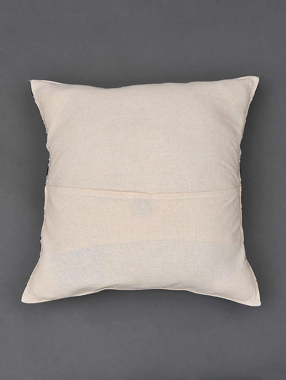 Indigo And Off White Handwoven Kashida Cushion Cover