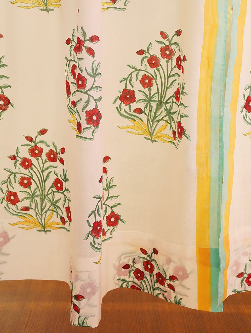 Floral Handblock Printed Voile Curtain