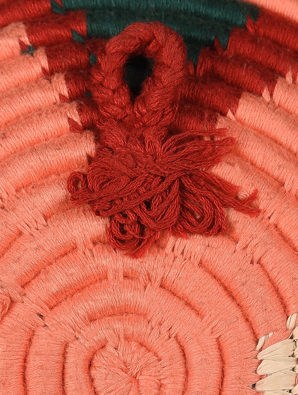 Maroon And Green Handwoven Sabai Grass Basket
