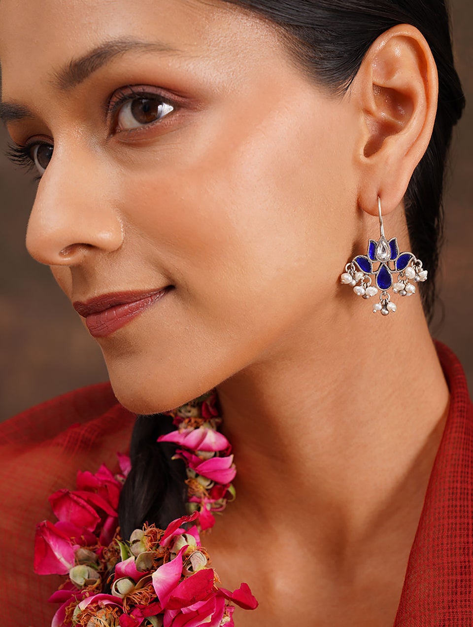 Women Blue Hook Silver Drop