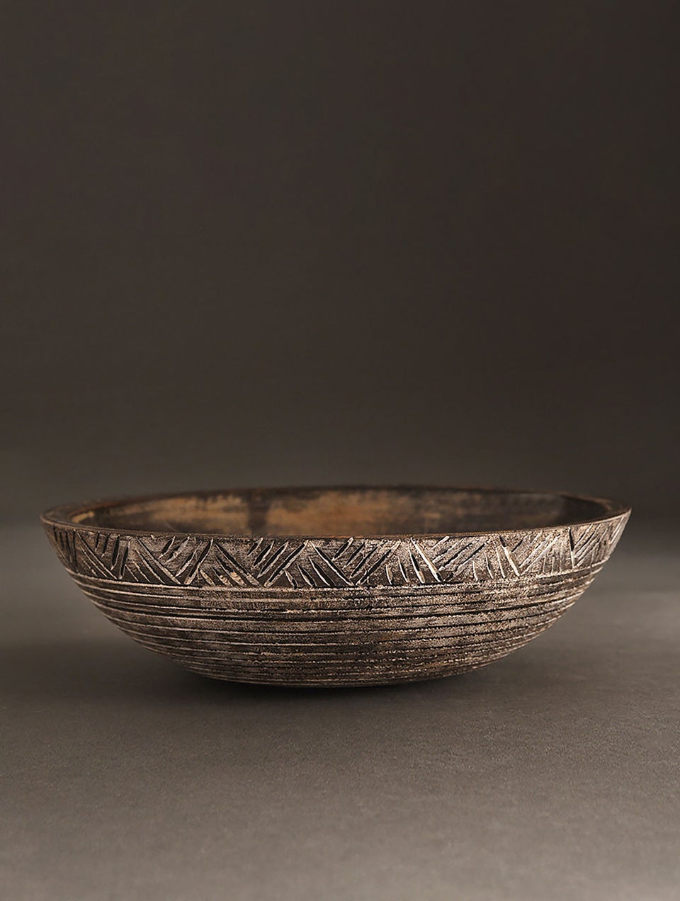 Handcarved And Enamelled Serving Bowl