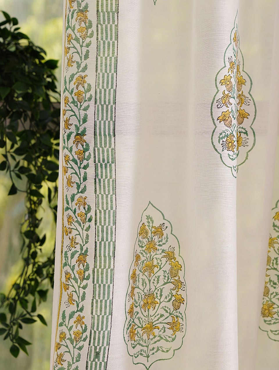 Handblock Printed Silk Curtain