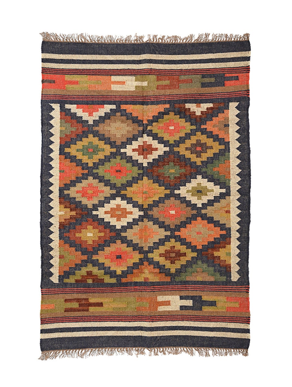 Multicolored Handwoven Panja Wool And Jute Rug