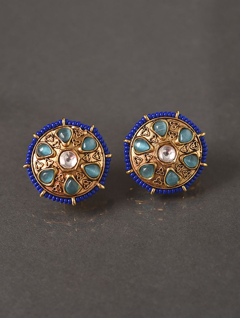 Women Gold Push Back Brass Studs