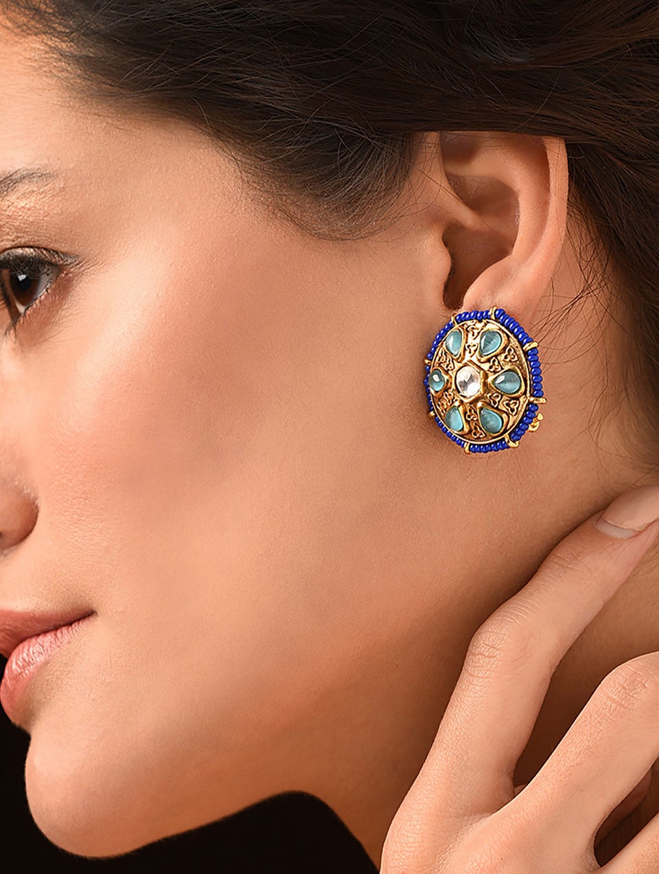 Women Gold Push Back Brass Studs