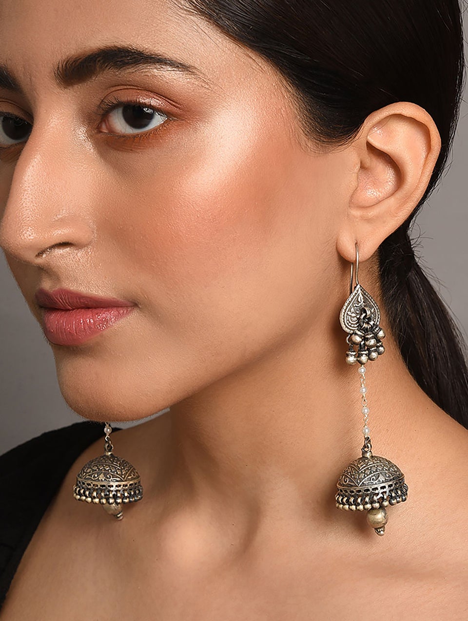 Women Silver Hook Silver Jhumki