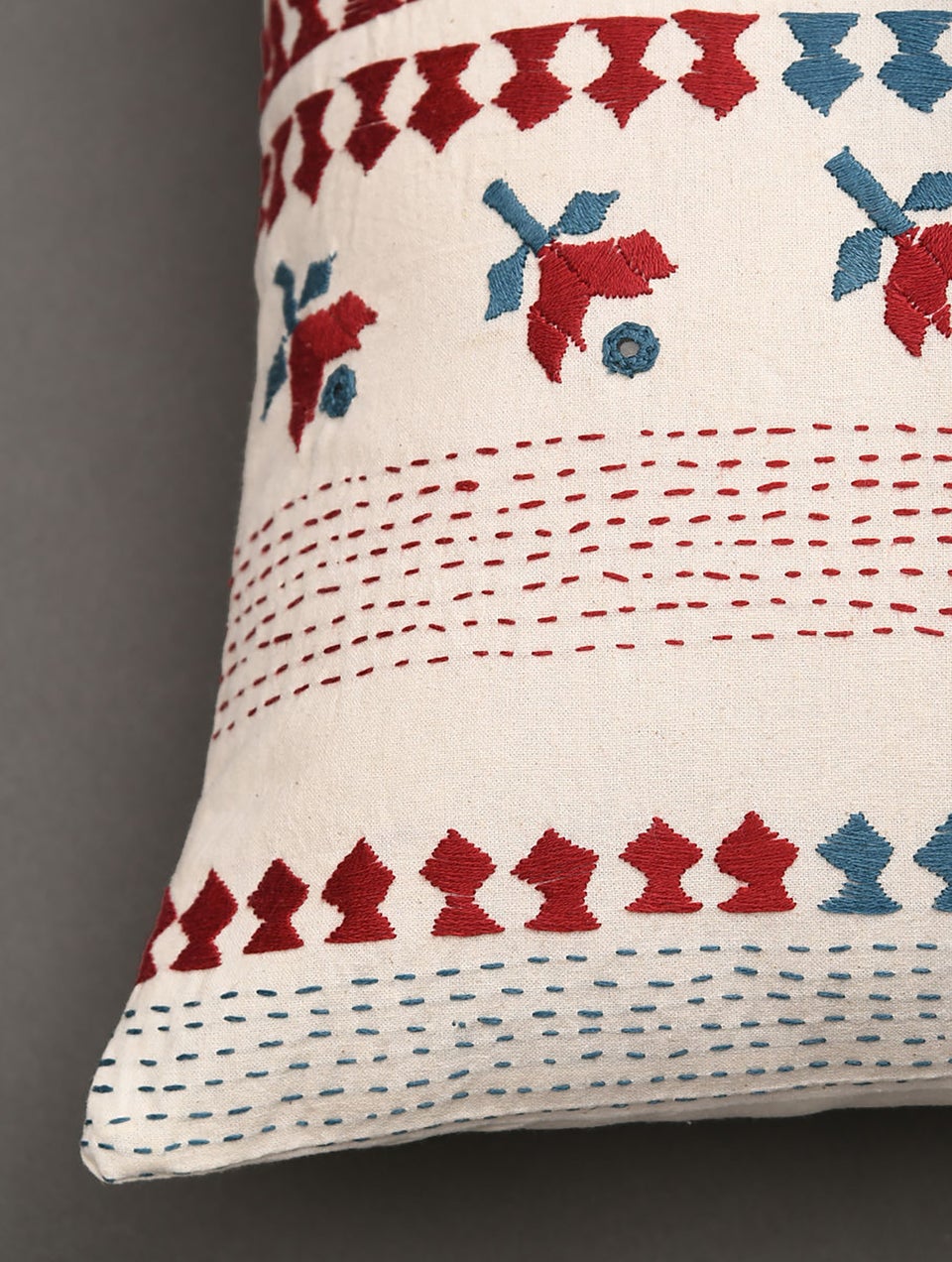 Multicolour Cotton Embroidered Cushion Cover