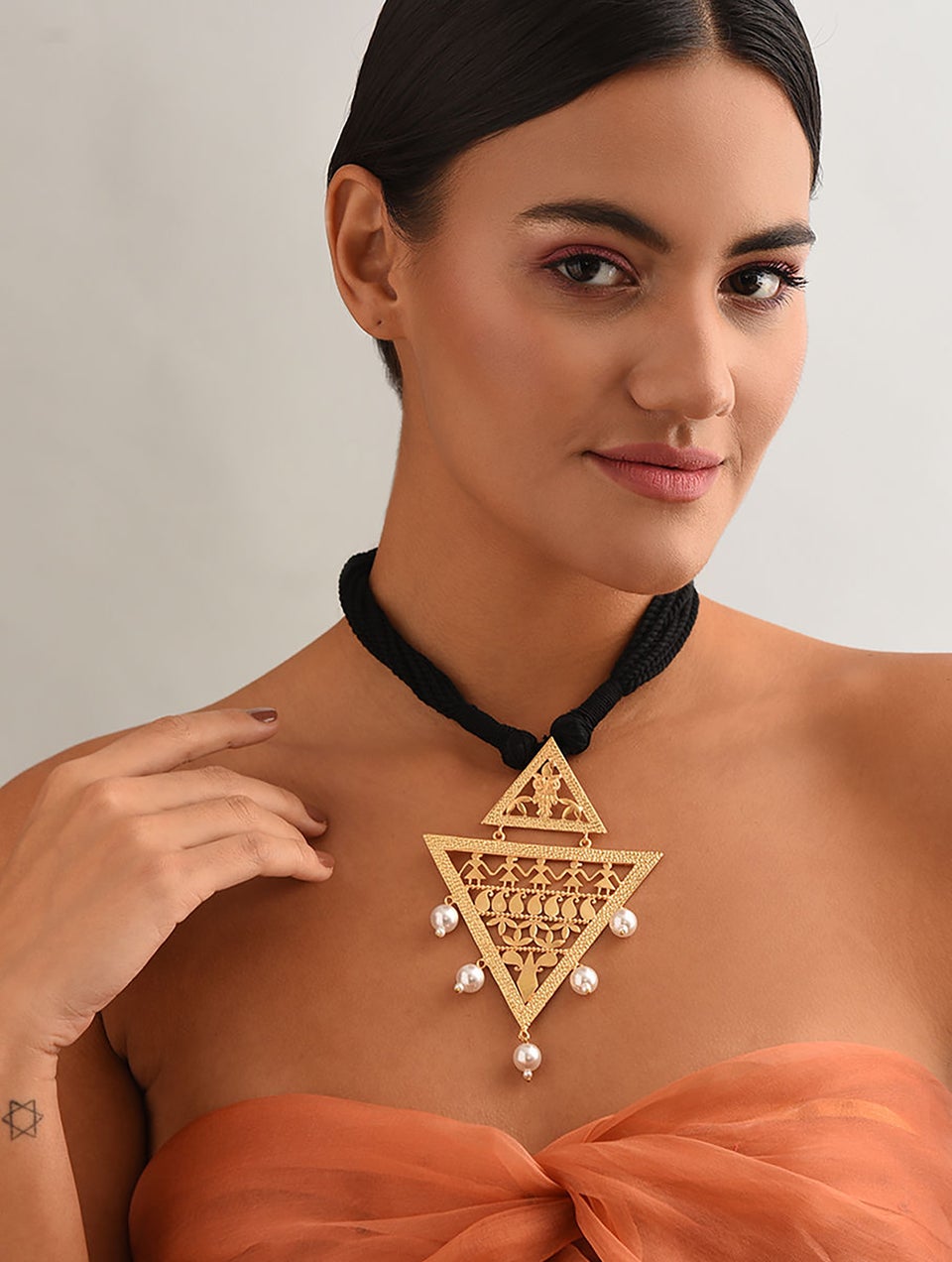 Women Gold Tone Tribal Necklace