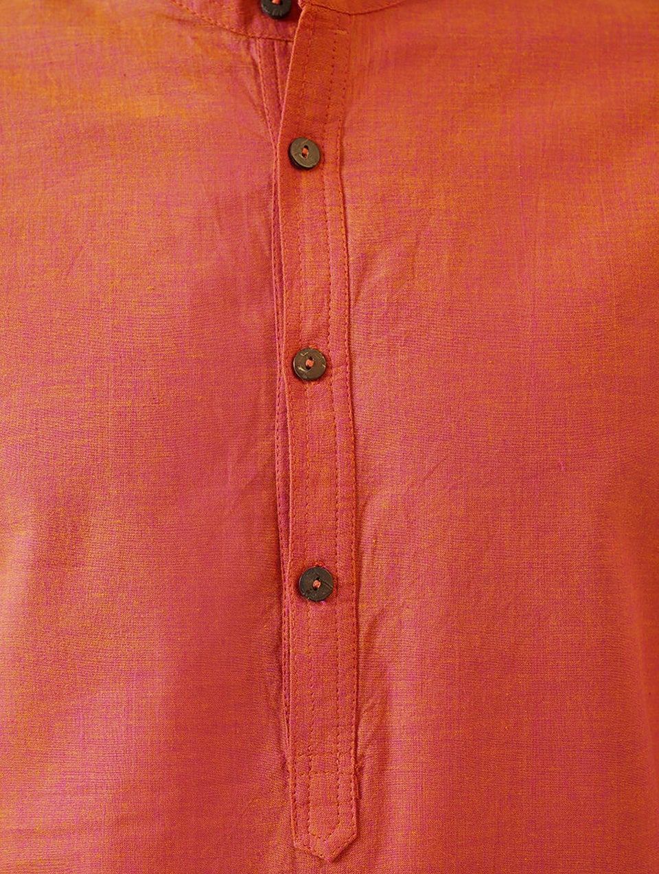 Men Pink Cotton Mandarin Collar Regular Fit Kurta