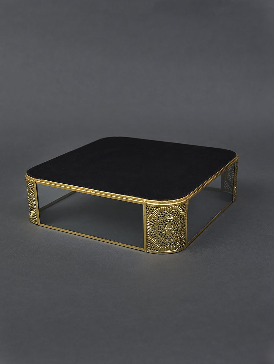 Handcrafted Metal And Glass Decorative Tray