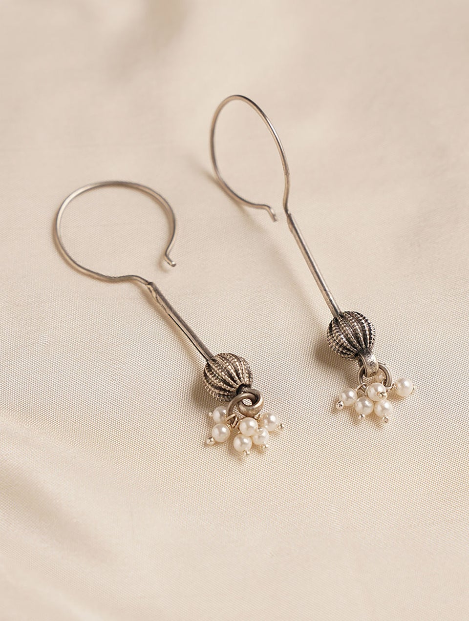 Women Silver Earrings with Pearls