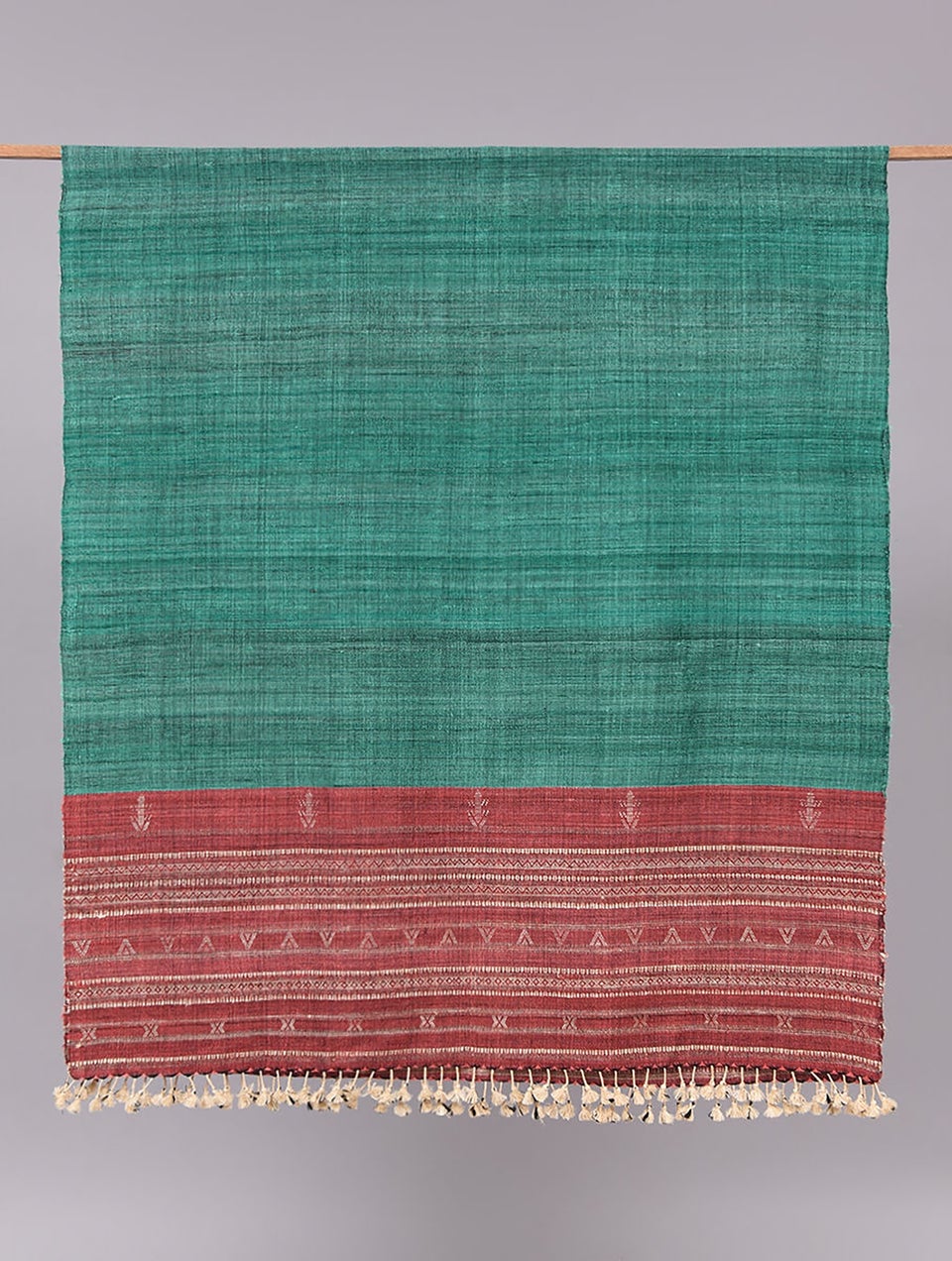 Women Teal Handwoven Bhujodi Silk Wool Shawl