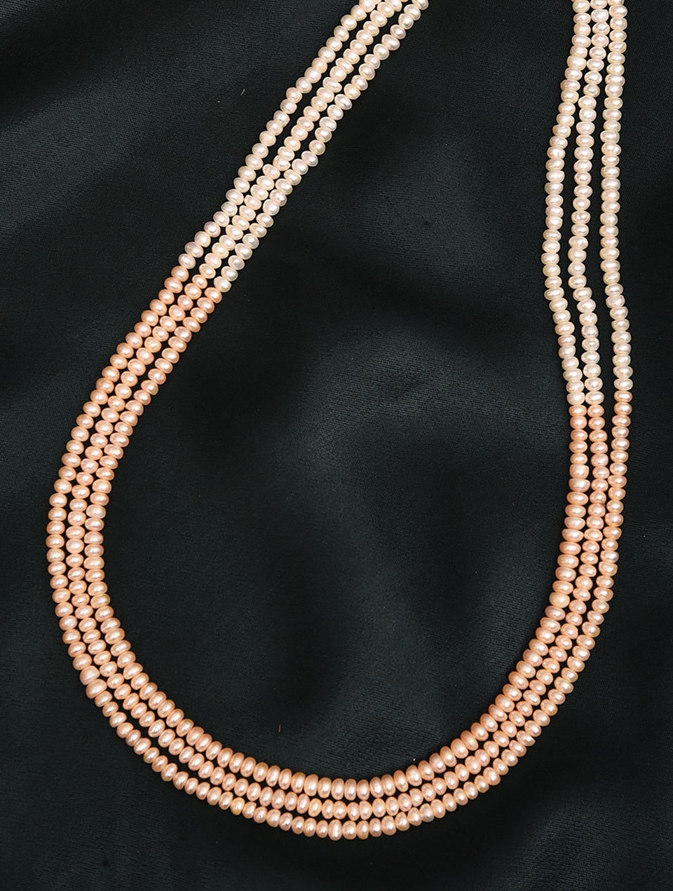 Women Dual Tone Triple Layered Freshwater Pearl Necklace