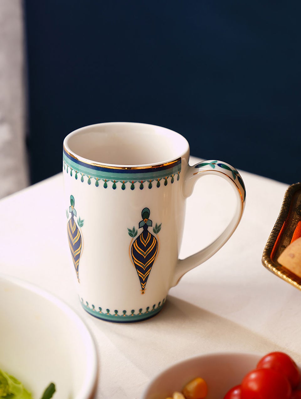 24 Karat Gold Work On Art Deco Inpired Handcrafted Coffee Mug