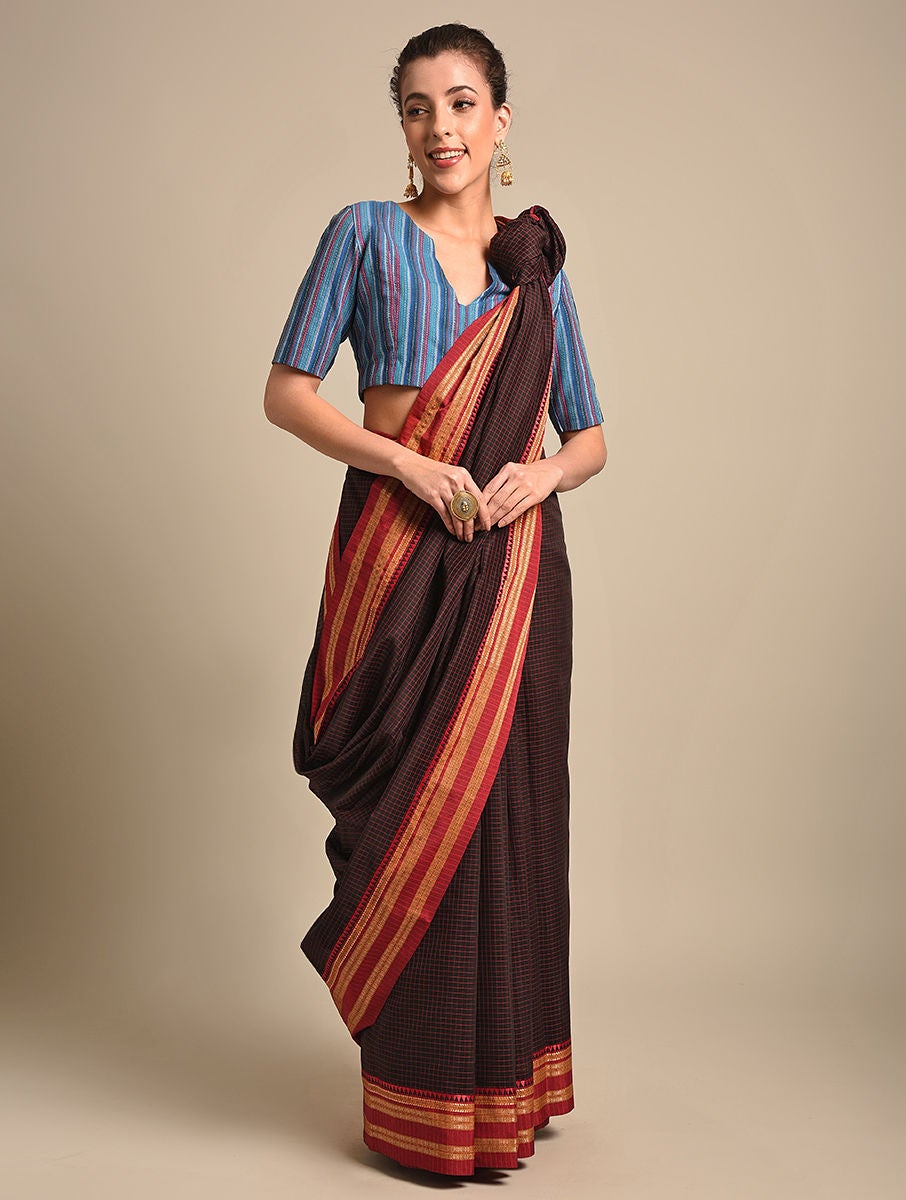 Women Black Handloom Cotton Saree