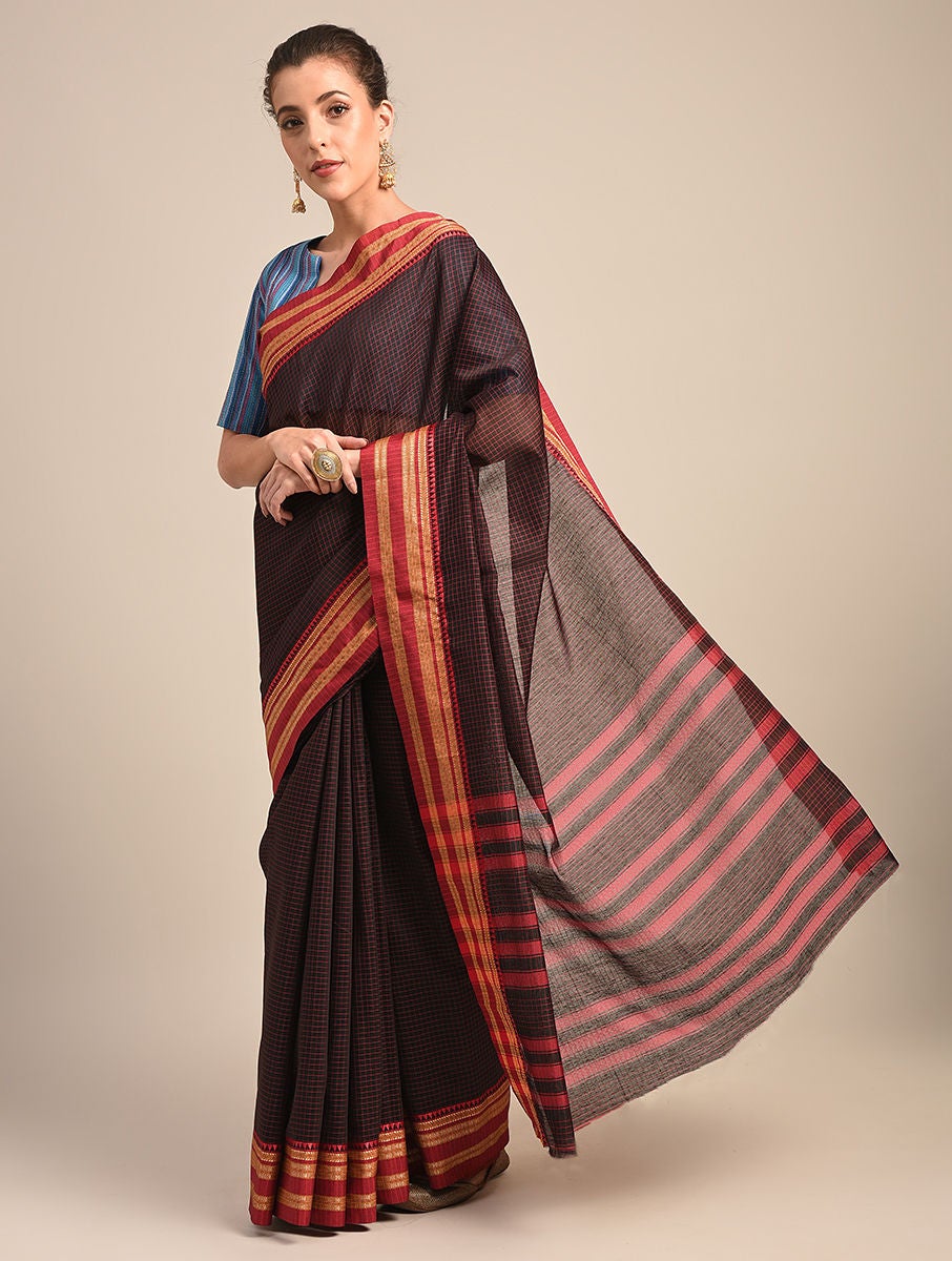 Women Black Handloom Cotton Saree